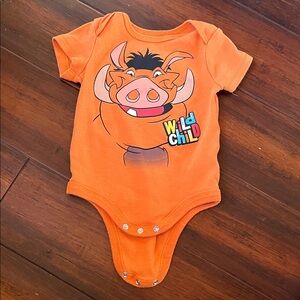 Disney Orange Bodysuit with Pumbaa Graphic